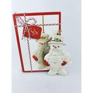 Lenox Holiday‎ Cheer Snowman Christmas Ornament 4” Box Frosty Porcelain Bill